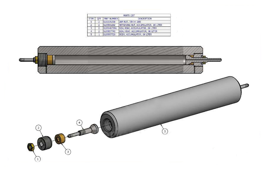 Accumulator Assembly  9/16"  .96 Liters
