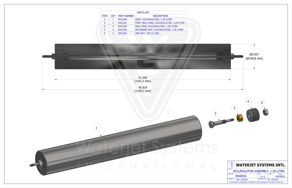 Accumulator Assembly, 1.20 Liters