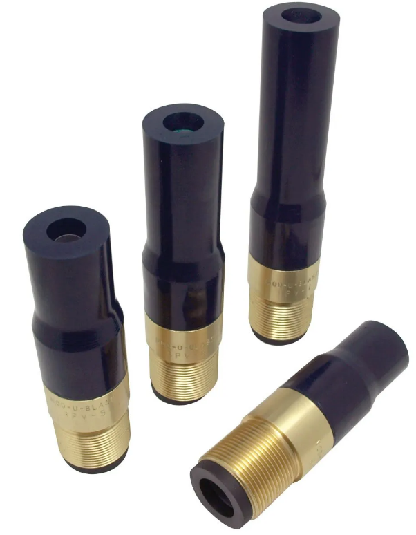 Tungsten Carbide Wide Entry Long Venturi Nozzle 1-1/4" Entry,  Zinc Alloy Thread  Polyurethane Jacket 5/16"
