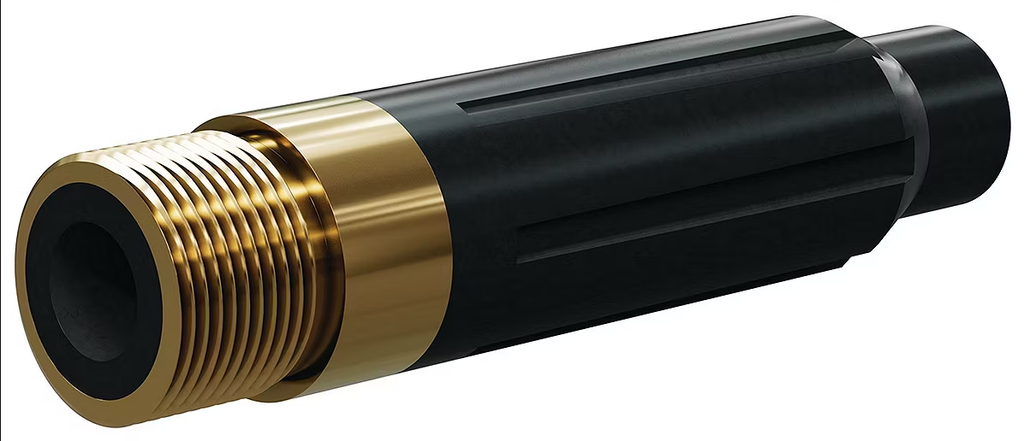 SN159-P BP200 SiAlON Wide Entry Long Venturi Nozzle 1-1/4"  Brass Thread  Polyuret Jacket 5/8"