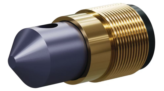 T045 Tungs Carb 45° Angle Nozzle SERIES 1-1/4" Brass Thread, Single Outlet 7/16"
