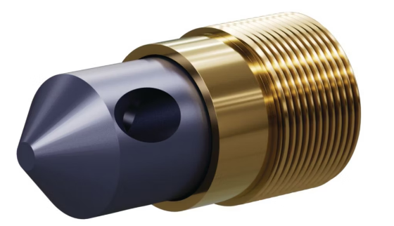 T045 Tungs Carb 45° Angle Nozzle SERIES 1-1/4" Brass Thread, Triple Outlet 3/16"