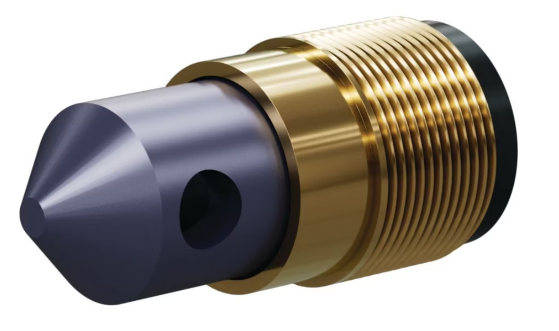 T090 Tungs Carb 90° Angle Nozzle SERIES 1-1/4" Brass Thread, Double Outlet 5/16"